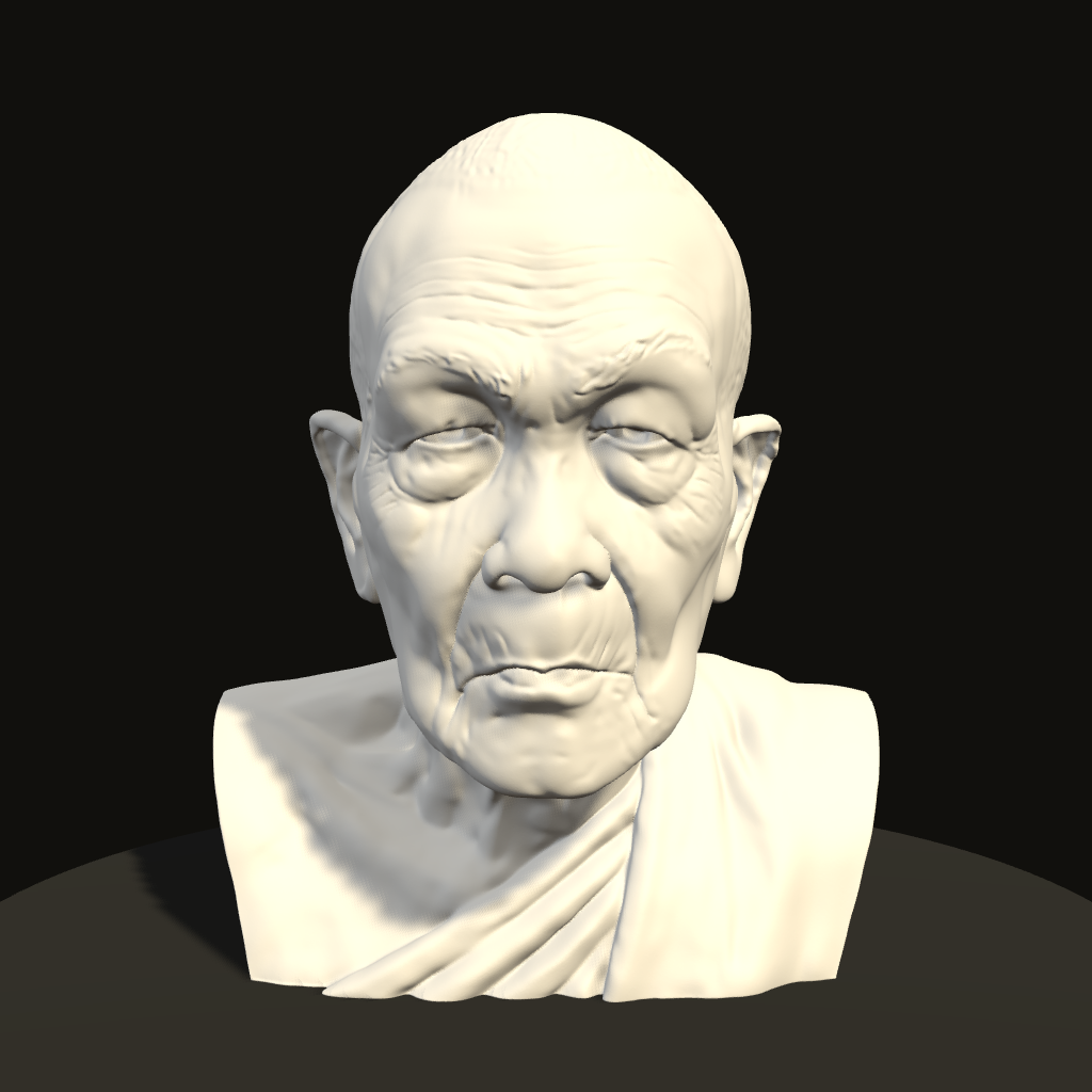 พระสงฆ์ไทย 3 แบบ 03 · รูปเหมือนครึ่งองค์ · ด้านหน้า solid mode